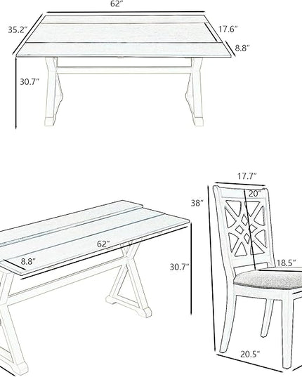 NicBex Small Kitchen Table Set for 4 Dining Room Set 5-Piece Extendable Rubber Wood Dining Table Set with X-Shape Legs for Small Space, Apartment, Studio, Beige - LeafyLoom