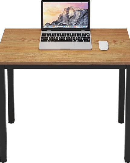 sogesfurniture 31.5 inches Small Computer Desk Teens Desk Study Table, Home Office Desk Computer Desk Gaming Desk Computer Table Sturdy Writing Workstation for Home Office, Teak+Black - LeafyLoom