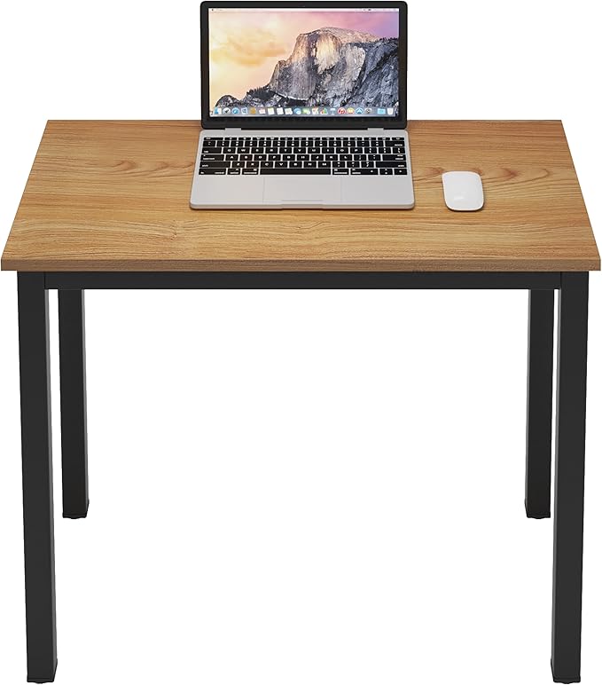 sogesfurniture 31.5 inches Small Computer Desk Teens Desk Study Table, Home Office Desk Computer Desk Gaming Desk Computer Table Sturdy Writing Workstation for Home Office, Teak+Black - LeafyLoom