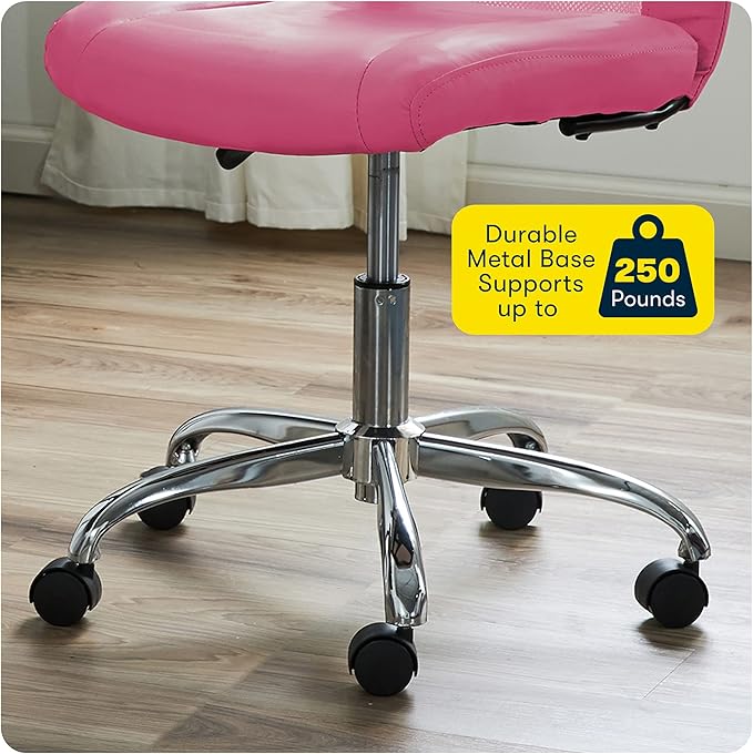 Serta Essential Armless Desk Chair Small TaskChair with Wheels, Breathable Mesh Back, SertaQuality Foam Cushion Seat for Comfort, Functional, Lightweight and Versatile, Task, Pink - LeafyLoom