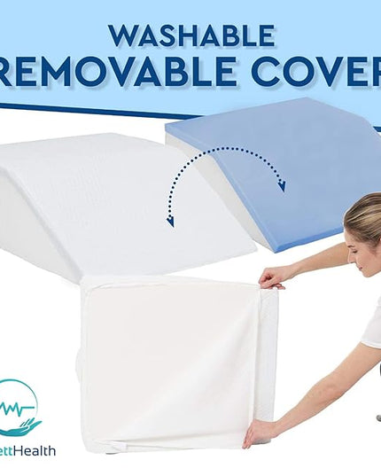 Leg Elevation Wedge Pillow for Sleeping, After Surgery | Memory Foam | Relieves Foot and Ankle Injury, Legs, Hip, and Knee Pain, Improves Blood Circulation, 8 Inch - LeafyLoom