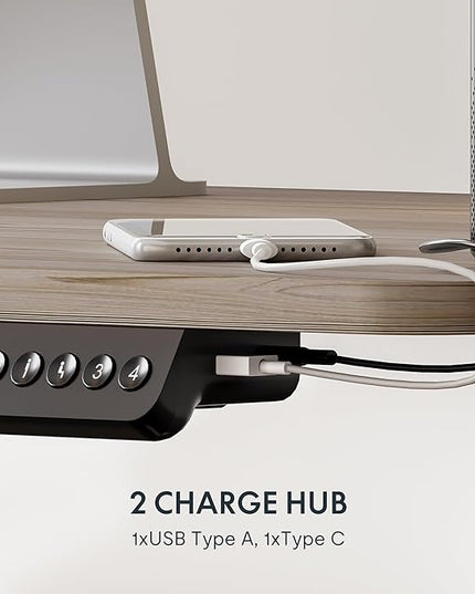 FLEXISPOT Standing Desk Quick Assembly Electric Stand Up Desk Whole-Piece Desktop Ergonomic Memory Controller Height Adjustable Desk(White Frame + 40" Grey Wood Grain Desktop) - LeafyLoom