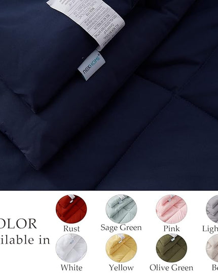 NexHome King Bed in a Bag 7-Pieces Navy Comforter Sets with Comforter and Sheets Soft All Season Bedding Sets with Comforter, Pillow Shams, Flat Sheet, Fitted Sheet and Pillowcases - LeafyLoom