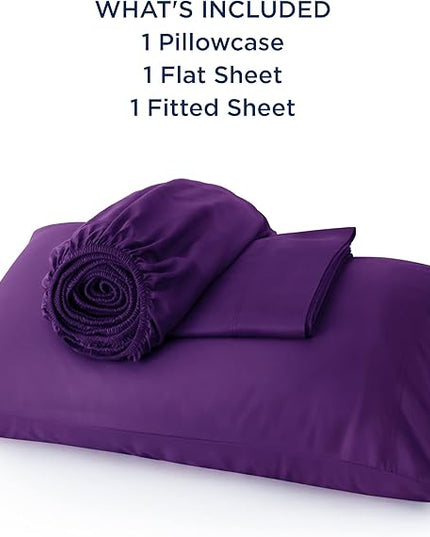 Bedsure Twin XL Sheet Set Dorm Bedding, Cooling Sheets Twin Extra Long Sheets, Rayon Derived from Bamboo, Deep Pocket Up to 16", Hotel Luxury Silky Bedding Sheets & Pillowcases, Plum - LeafyLoom