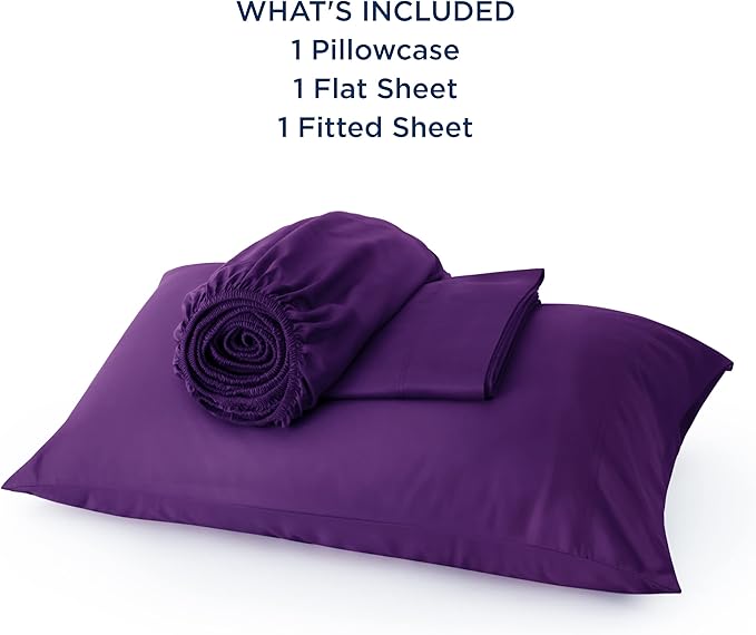 Bedsure Twin XL Sheet Set Dorm Bedding, Cooling Sheets Twin Extra Long Sheets, Rayon Derived from Bamboo, Deep Pocket Up to 16", Hotel Luxury Silky Bedding Sheets & Pillowcases, Plum - LeafyLoom