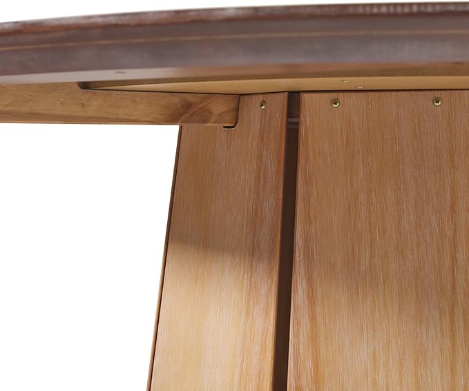 Walker Edison Scandinavian Paneled-Wood Pedestal Base Round Top Dining Table, 48 Inch, Cerused White - LeafyLoom