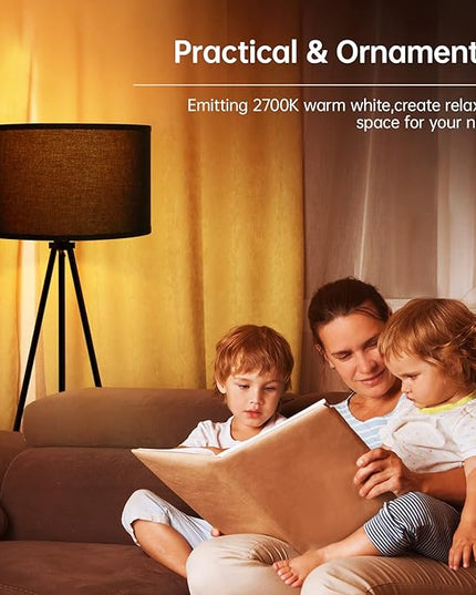 BoostArea Floor Lamp for Living Room, Tripod Floor Lamp, 15W LED Bulb, 3 Levels Dimmable Brightness, Black Linen Lamp Shade, Mid Century Standing Lamp for Living Room, Bedroom, Study Room and Office - LeafyLoom