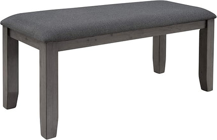 Kitchen Room Table and Chairs with Bench, Rustic Wood Dining Set, Set of 6, Gray - LeafyLoom