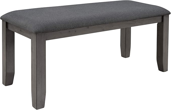Kitchen Room Table and Chairs with Bench, Rustic Wood Dining Set, Set of 6, Gray - LeafyLoom