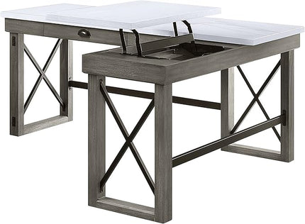 NicBex Kimberly-DW-00029-LWJ Home Office Desks, 67"x55"x30", Gray-1 - LeafyLoom