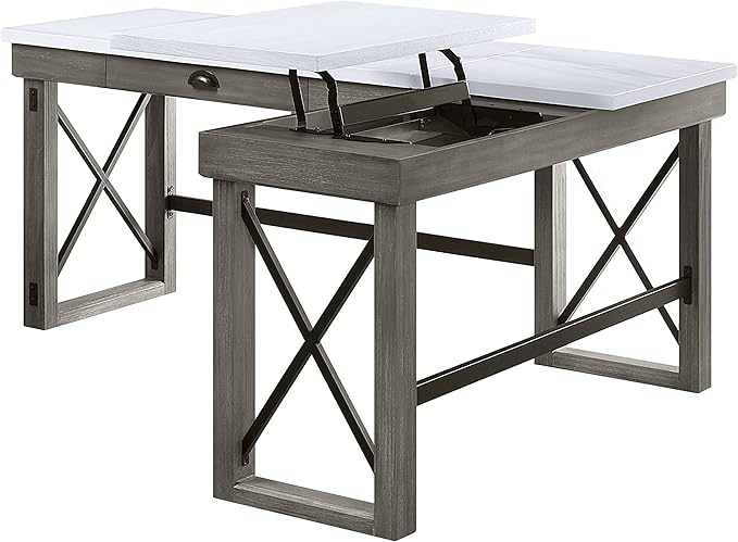 NicBex Kimberly-DW-00029-LWJ Home Office Desks, 67"x55"x30", Gray-1 - LeafyLoom