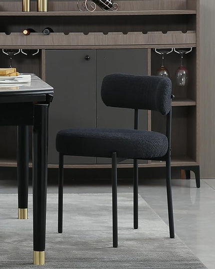 DYHOME Black Dining Chair One Chair for Kitchen Dining Room Dining Table,Upholstered Boucle Dining Chair with Black Metal Legs,Accent Dining Side Chair - LeafyLoom