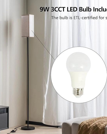 Floor Lamp, Corner Standing Lamp with Linen Lampshade, 3 Color Temperatures, Pole Lamp for Living Room Bedroom Office, Office Lamps for Work, 9W LED Bulb Included - LeafyLoom