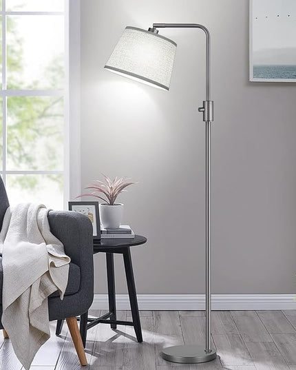 【Upgraded】 Dimmable Floor Lamp, 1000 Lumens LED Edison Bulb Included, Arc Floor Lamps for Living Room Modern Standing Lamp with Linen Shade, Tall Lamps for Living Room Bedroom Office Dining Room-Grey - LeafyLoom