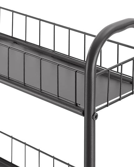 Slim Rolling Storage Cart, 6 Tier Utility Carts with Wheels and Baskets, Mobile Shelving Unit, Metal Wire Storage Shelving Rack with for Kitchen Bathroom Office Laundry Narrow Space - Black 10in - LeafyLoom