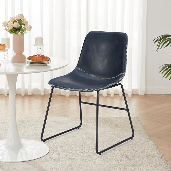 Dining Chairs Set of 4, Kitchen & Dining Room Chairs Dining Chairs Midcentury Modern Chair, Mid Century Faux Leather Dining Chair Comfortable,Dining Chair for Home - LeafyLoom