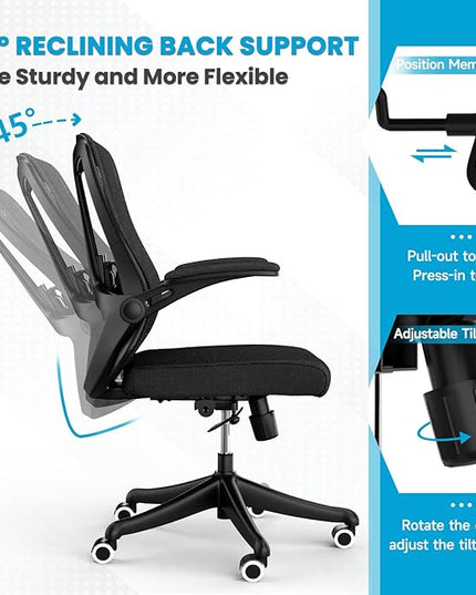 Ergonomic Office Chair - Comfy Desk Chairs with Wheels and Arms, 400LB Heavy Duty Mesh Computer Chairs with Comfortable Lumbar Back Support for Home Office, Bedroom, Study and College Dorm - LeafyLoom