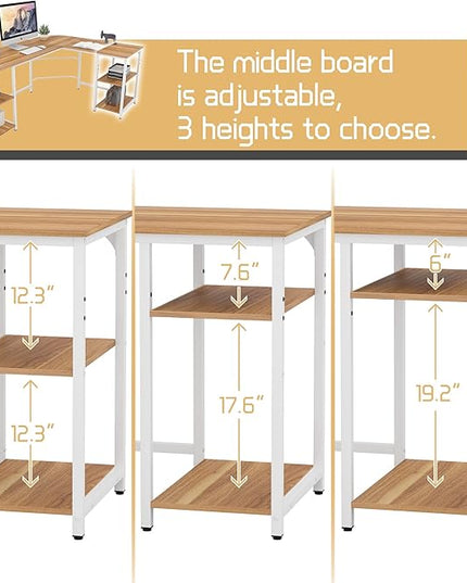L Shaped Desk Reversible, Corner Computer L Desk with Storage Shelves, Modern Gaming Desk Workstation for Home Office, Walnut - LeafyLoom