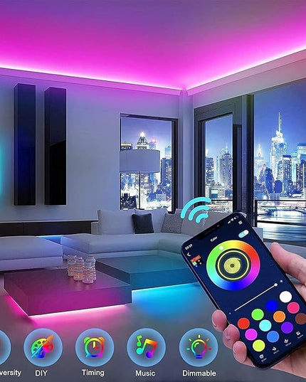 smareal Led Lights for Bedroom 100ft (2 Rolls of 50ft),Led Lights Color Changing Led Strip Lights with App Control, Led Light Strips for Room, Kitchen, Home Decoration SmarealLEDStripLights