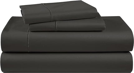 LANE LINEN 100% Egyptian Cotton Bed Sheets - 1000 Thread Count 4-Piece Full Sheets Set, Long Staple Cotton Bedding Sheets, Sateen Weave, Luxury Hotel Sheets, 16" Deep Pocket - Black - LeafyLoom
