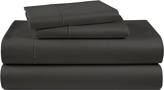 LANE LINEN 100% Egyptian Cotton Bed Sheets - 1000 Thread Count 4-Piece Full Sheets Set, Long Staple Cotton Bedding Sheets, Sateen Weave, Luxury Hotel Sheets, 16" Deep Pocket - Black - LeafyLoom
