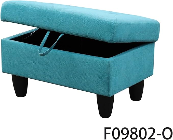 L-Shaped Sectional Couches with 66.5'' Chaise Lounge & Storage Ottoman Modular Room Sofas for Home Office Apartment, Large Living Furniture, 97'' Left Hand Facing, Green Linen - LeafyLoom
