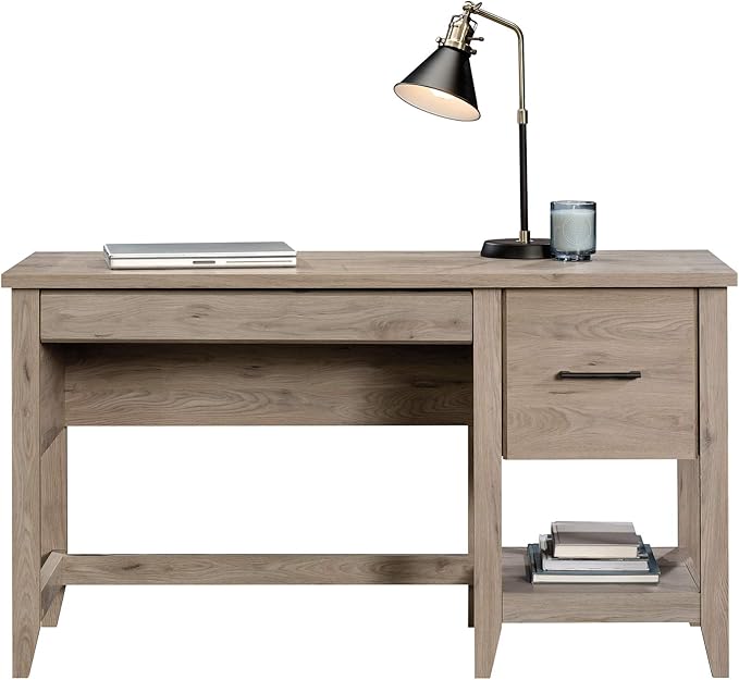 Sauder Summit Station Desk, L: 52.09" x W: 19.29" x H: 29.02", Laurel Oak finish - LeafyLoom