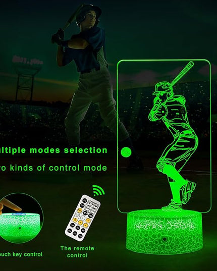 Baseball Light,Baseball Bedside Lamp 7 Colors Change + Remote Control with Timer Night Light Optical Illusion Lamps for Gift Ideas for Boys or Kids - LeafyLoom