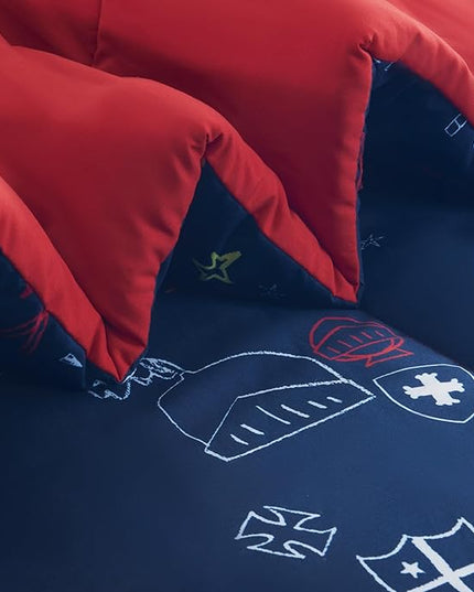 SLEEP ZONE Kids Twin Size Bedding Comforter Set 5 Pieces Breathable All Season Use for Boys (Knight‘s Tale, Twin) - LeafyLoom