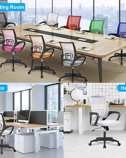 Home Office Chair Ergonomic Desk Chair Mesh Computer Chair with Lumbar Support Armrest Executive Rolling Swivel Adjustable Mid Back Task Chair for Women Adults (White) - LeafyLoom