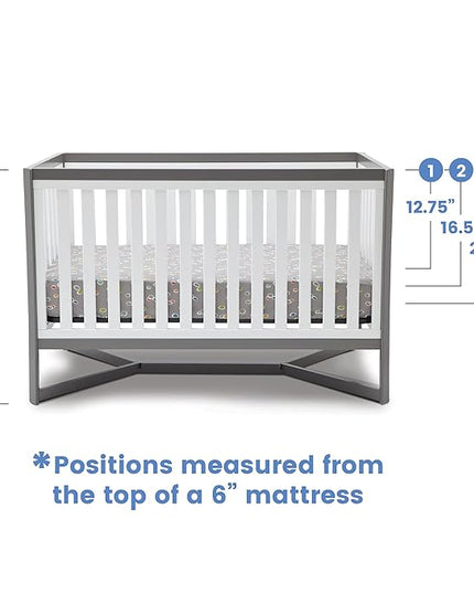Delta Children Tribeca 4-in-1 Convertible Crib, White/Grey - LeafyLoom