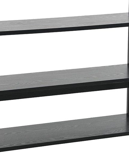 Household Essentials 3 Tier Wide Book Shelf, Medium, Black Oak Finish - LeafyLoom