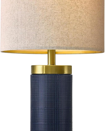 24.5" Modern Ceramic Blue Single Bedside Lamp for Bedroom Decor Farmhouse Table Lamp for Living Room Office Dorm - LeafyLoom