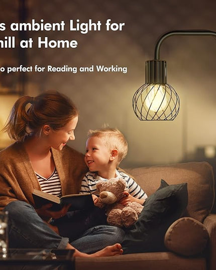 Floor Lamp, Industrial Floor Lamp for Living Room, Modern Standing Lamp with 6W LED Bulb, Foot Switch, Minimalist Pole Lamp Vintage Farmhouse Stand Up Lamps for Bedroom, Office, Book Nook,Black - LeafyLoom