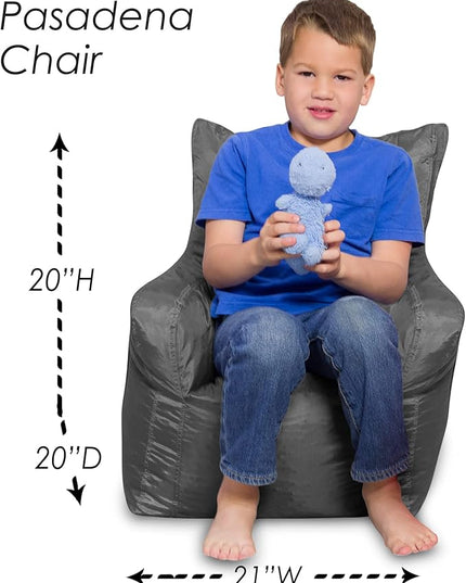 Posh Creations Bean Bag Structured Seat for Toddlers and Kids, Comfy Chair for Children, Pasadena, Charcoal Gray - LeafyLoom