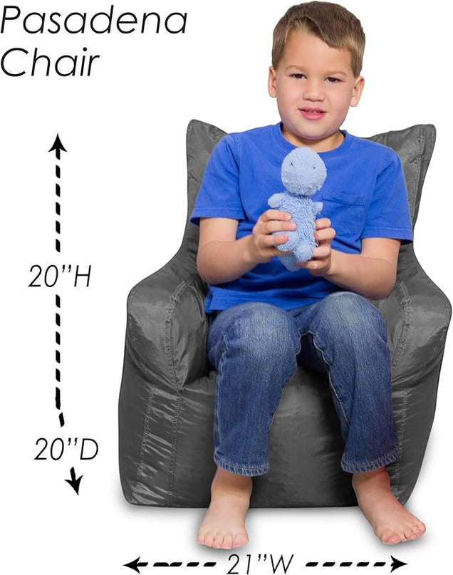 Posh Creations Bean Bag Structured Seat for Toddlers and Kids, Comfy Chair for Children, Pasadena, Charcoal Gray - LeafyLoom