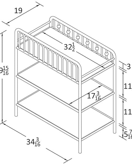 Little Seeds Monarch Hill Ivy Metal Changing Table, Gold - LeafyLoom