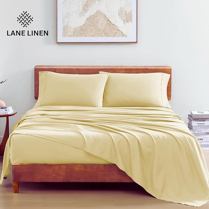 LANE LINEN Sheets RV Queen Size Bed Set, 4Pc 100% Organic Cotton Bed Sheets Short Queen Set, Premium Hotel Quality Bed Sheet Set, Percale Sheets, Breathable RV Queen size Sheets Deep Pocket – Vanilla - LeafyLoom