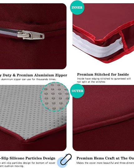ClawsCover 11Pack Outdoor Seat and Back Cushions Replacement Covers Fit for 5-Seater 6Pieces Wicker Rattan Patio Furniture Conversation Set Sectional Couch Chairs,Burgundy-Included Cover Only - LeafyLoom