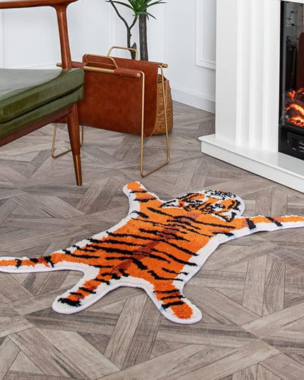 Tiger Shaped Rug Animals Bath Mat Non-Slip, Door Mat for Bedroom Kitchen Cartoon Area Rug for Bathroom Tub Soft Bathmat - LeafyLoom