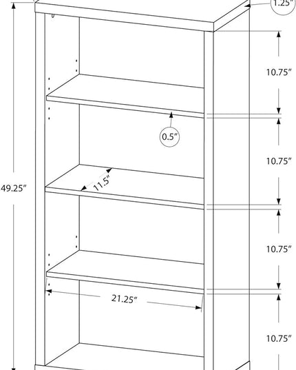 Monarch Specialties 7059 Bookshelf, Bookcase, Etagere, 5 Tier, H, Office, Bedroom, Laminate, White, Contemporary, Modern Bookcase-48 H Adjustable Shelves, 48-Inch - LeafyLoom