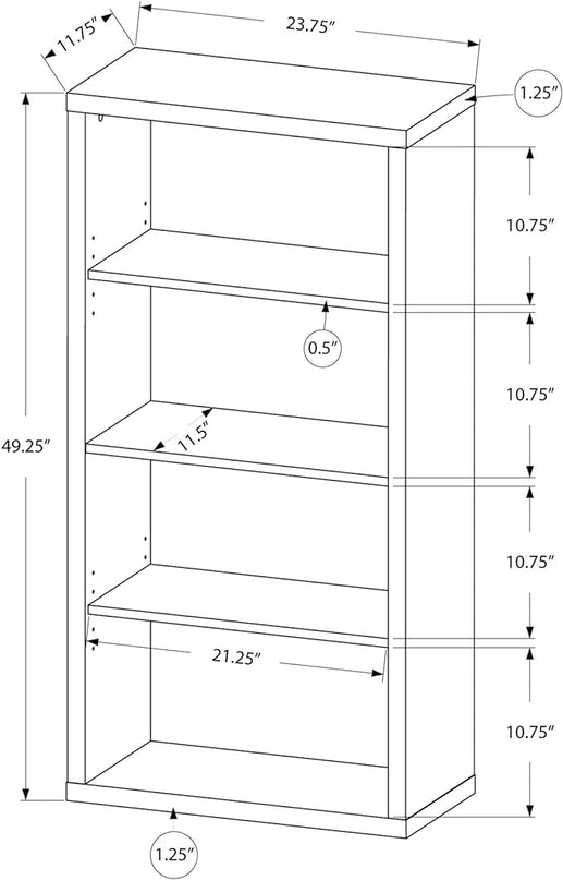 Monarch Specialties 7059 Bookshelf, Bookcase, Etagere, 5 Tier, H, Office, Bedroom, Laminate, White, Contemporary, Modern Bookcase-48 H Adjustable Shelves, 48-Inch - LeafyLoom