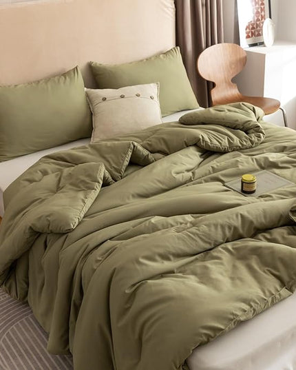 ROSGONIA King Size Comforter Set Olive Green, 3pcs (1 Boho Comforter & 2 Pillowcases), Lightweight Bedding Blanket All Season Bedspreads Quilt - LeafyLoom