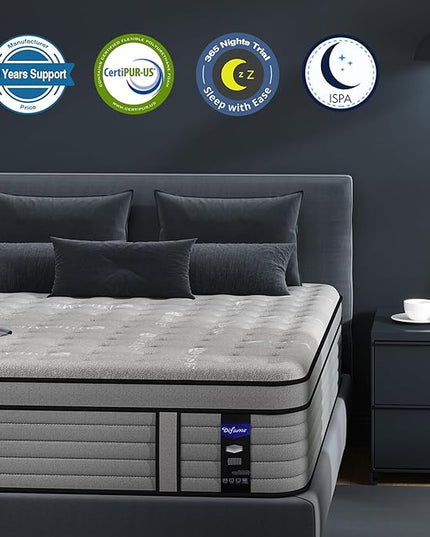 California King Size Mattress, 14 Inch Hybrid Mattress with Memory Foam, Cal King Mattress in a Box, Individually Pocket Coils Spring for Motion Isolation, Edge Support, Medium Firm - LeafyLoom