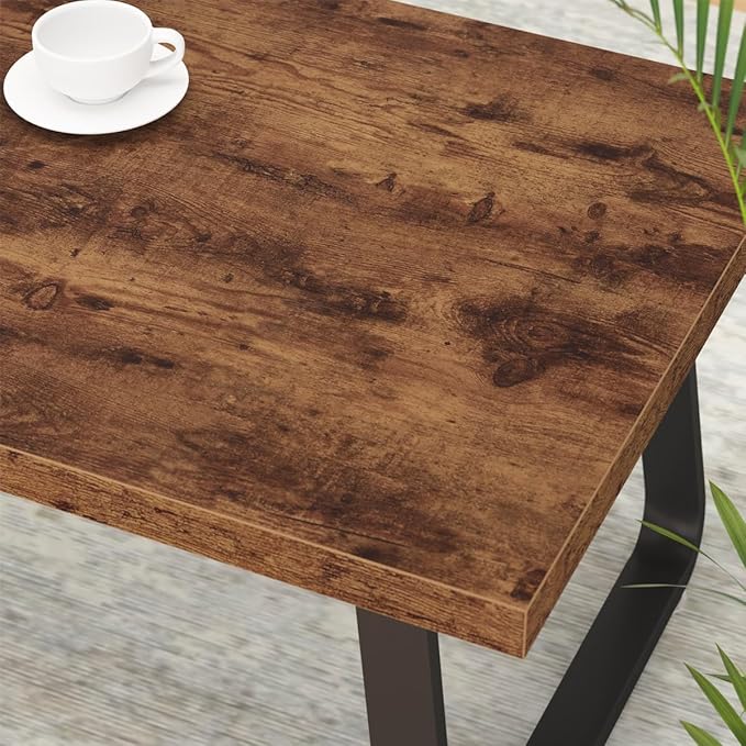 HSH Wooden Coffee Table, Industrial Rectangle Center Table, Modern Minimalist Coffee Table for Living Room, Farmhouse Wood and Metal Cocktail Tea Table for Bedroom Home Office, Rustic Brown, 47 in - LeafyLoom