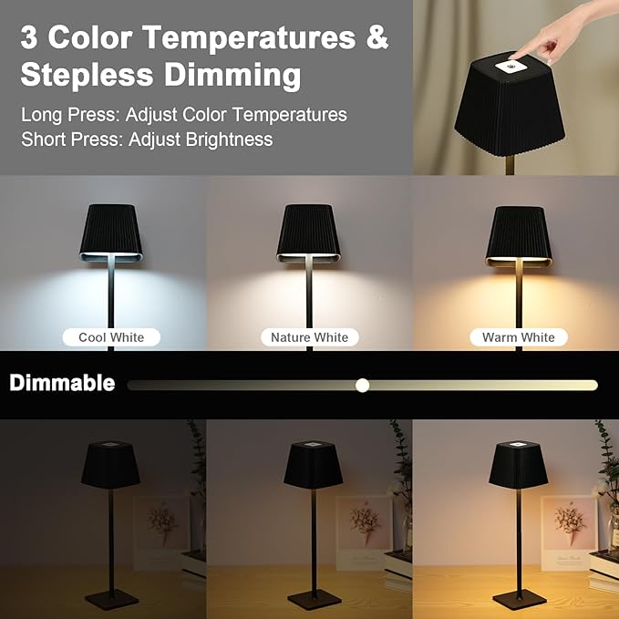 Neoglint Cordless Floor Lamp for Outdoor/Indoor, Touch Control Adjustable Height LED Lamp, Dimmable Rechargeable Battery Operated Lamp for Bedroom, Living Room, Patio(Square) - LeafyLoom