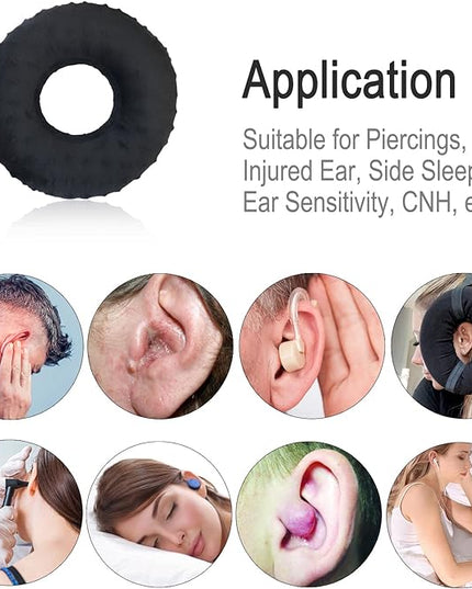 Piercing Pillow Ear Pillows Donut with Hole for Ear Pain CNH, Pain Relief Sleeping, Pressure Sore, Side Sleepers, Headphones Minky Dot Black - LeafyLoom