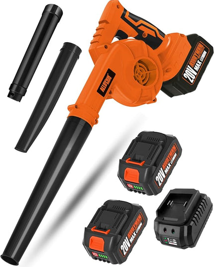 Alloyman Leaf Blower, 20V Cordless Leaf Blower, with 2 X 4.0Ah Battery & Charger, 2-in-1 Electric Leaf Blower & Vacuum for Yard Cleaning/Snow Blowing.(Orange) - LeafyLoom