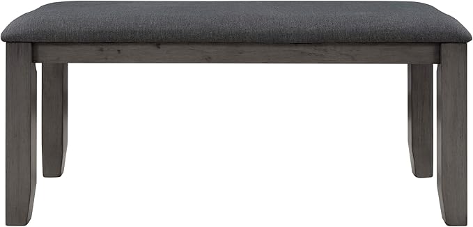 Dining Set for 6-Farmhouse Rustic Style Rectangular Wood Table, 4 Chairs, 1 Bench with Padded Cushion-Gray Finish - LeafyLoom