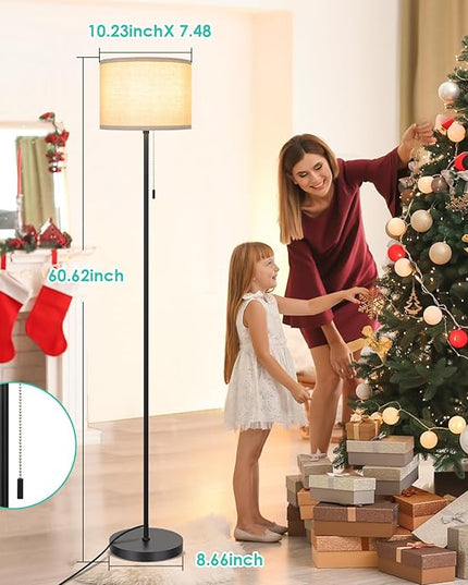 FOLKSMATE Floor Lamp for Living Room, LED Modern Simple Standing Lamps, Tall Lamp for Bedroom, Kid, Office, Reading Room Black Pole Light without Bulb - LeafyLoom